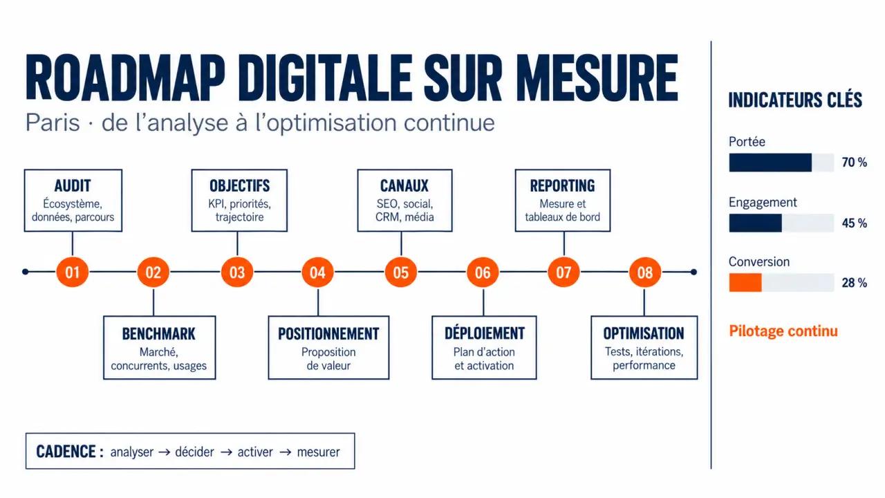 Roadmap d’une stratégie digitale sur mesure Paris, de l’audit à l’optimisation