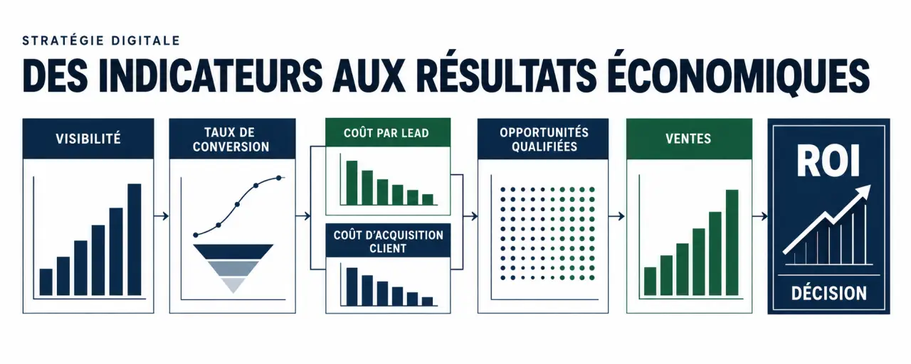 Indicateurs et KPI d’une stratégie digitale sur mesure Paris reliés aux résultats commerciaux