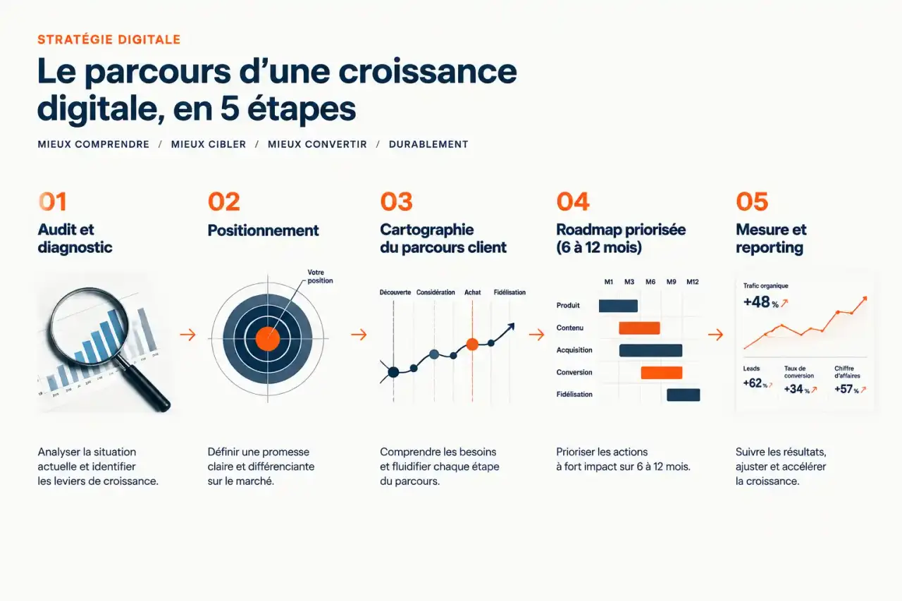 Étapes d'une stratégie de croissance digitale à Paris : de l'audit à la roadmap et au reporting